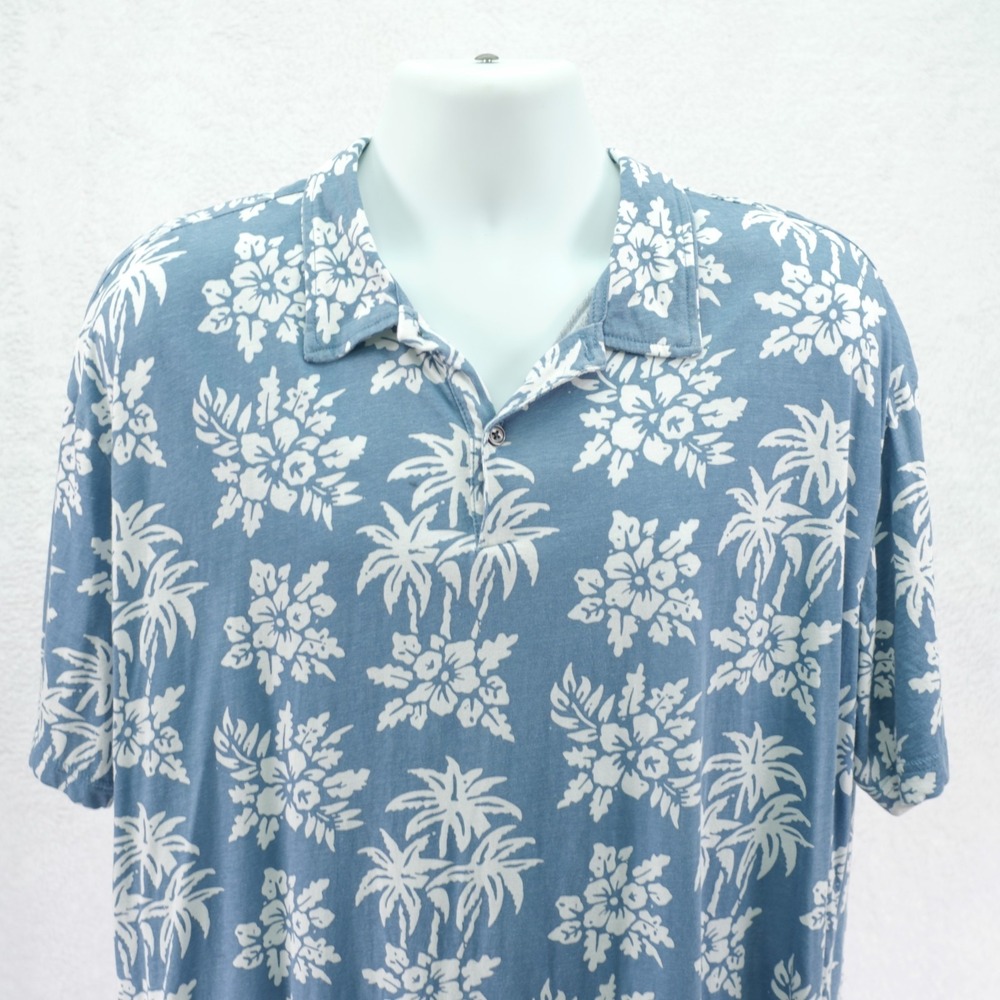Jachs NY Pima Cotton Men's 2XL Blue Hawaiian Florla Polo Shirt Short Sleeve